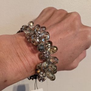 M. Haskell Rhinestone, Crystal Beads and Chains Stretch Bracelet NWT
